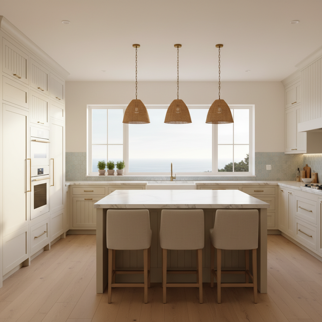 Luxury Santa Cruz kitchen with integrated Thermador-style appliances